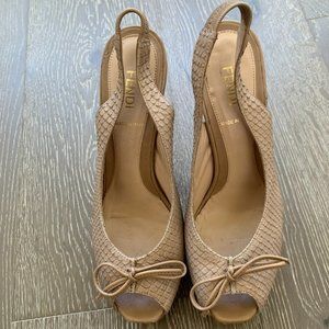 Fendi Platform snakeskin slingback heels